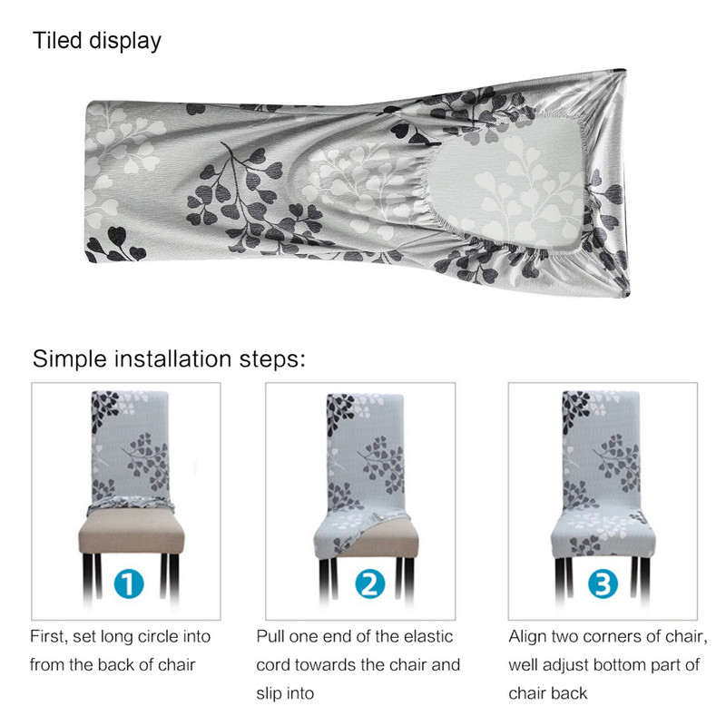 2/4/6 buc. Huse elastice elastice imprimate pentru scaune din Spandex, huse pentru scaune de bucătărie pentru sufragerie, protectie pentru petrecere de nuntă, banchet