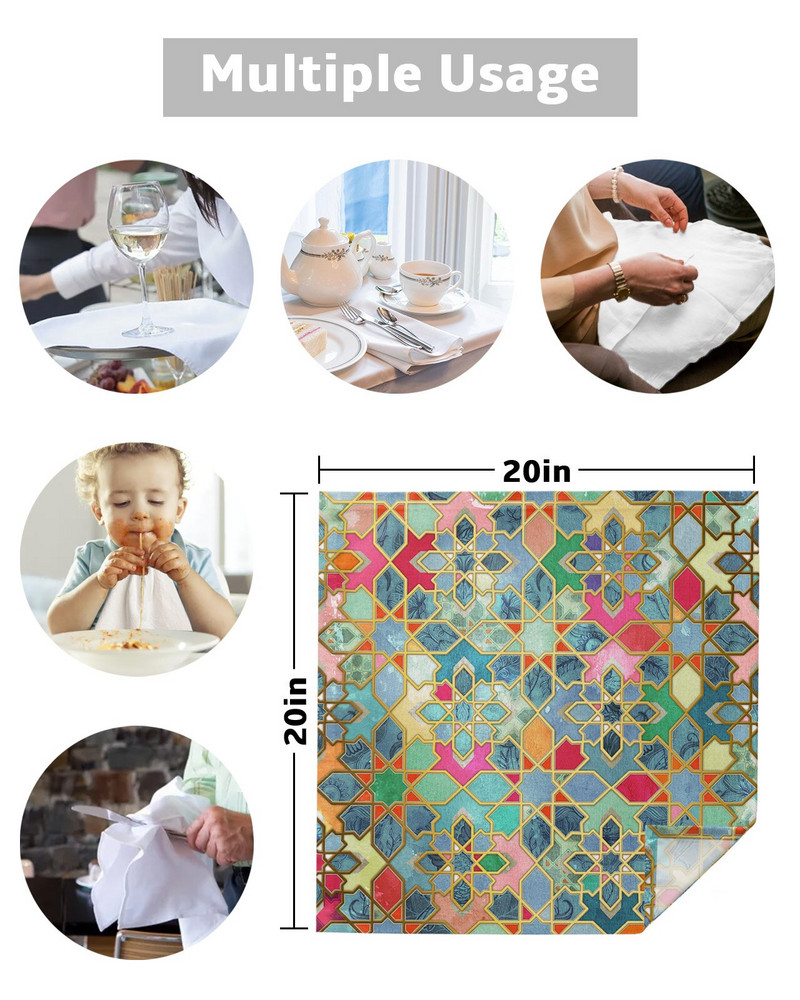 Színes marokkói asztali szalvéták kendőkészlet zsebkendő esküvői parti alátét Születésnapi bankett teaszalvéták