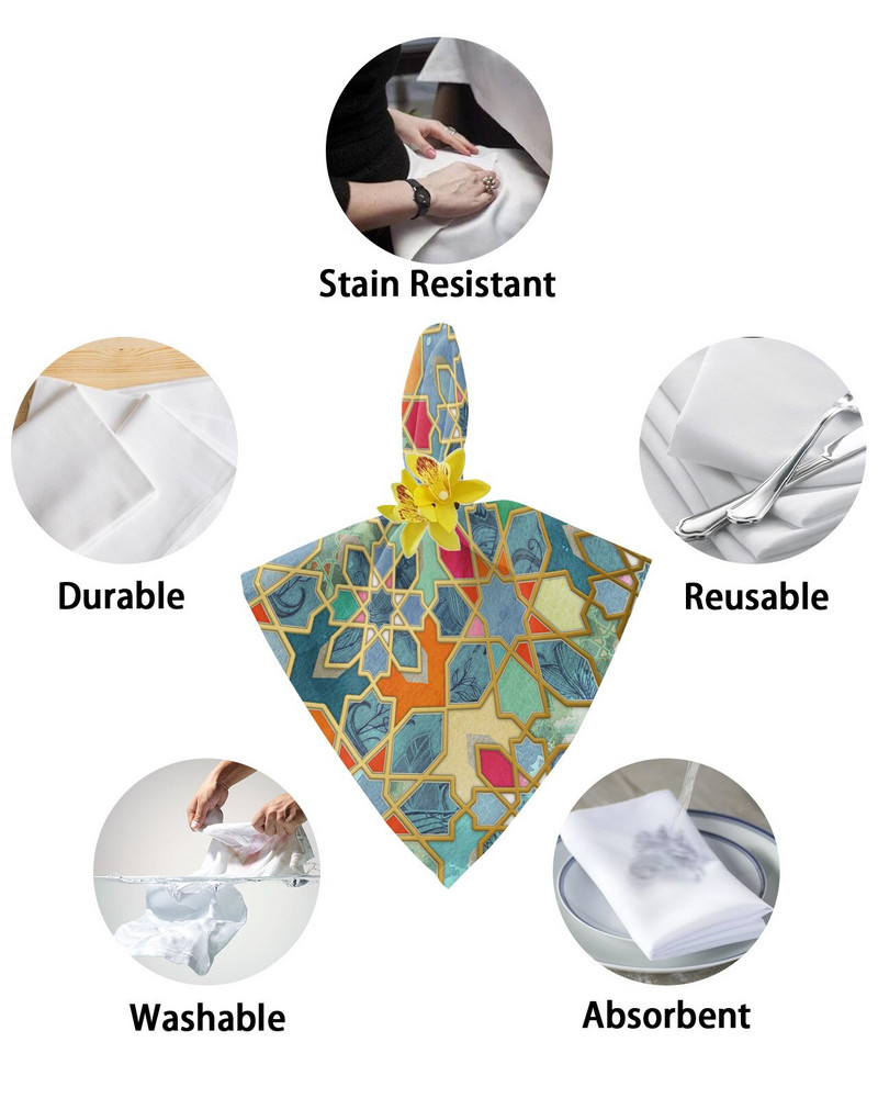 Színes marokkói asztali szalvéták kendőkészlet zsebkendő esküvői parti alátét Születésnapi bankett teaszalvéták