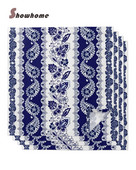 Dungi boeme Flori albastre Servețele de masă Set de pânză Batistă Petrecere de nuntă Serviciu de loc pentru petrecere de ziua de naștere Banchet de ceai