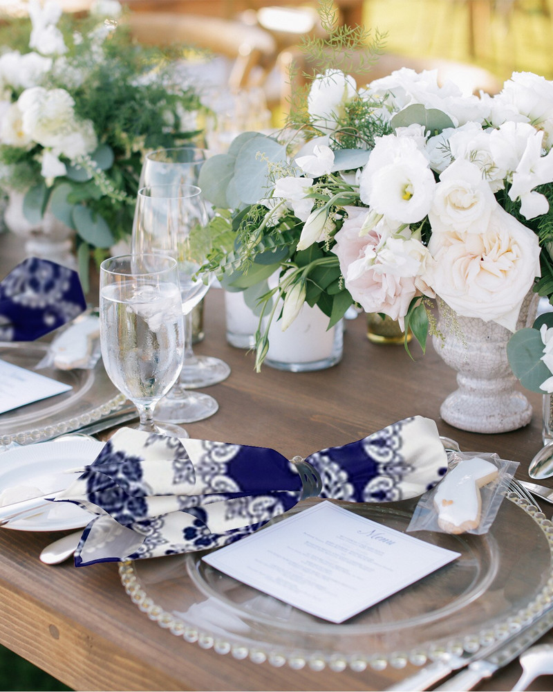 Dungi boeme Flori albastre Servețele de masă Set de pânză Batistă Petrecere de nuntă Serviciu de loc pentru petrecere de ziua de naștere Banchet de ceai