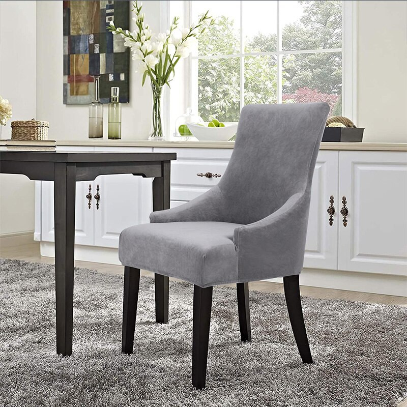 Aksominis kuokštinis valgomojo kėdės užvalkalas Svetainės ištemptas Wingback kėdės užvalkalas Elastinis sparno kėdės užvalkalas valgomojo virtuvei