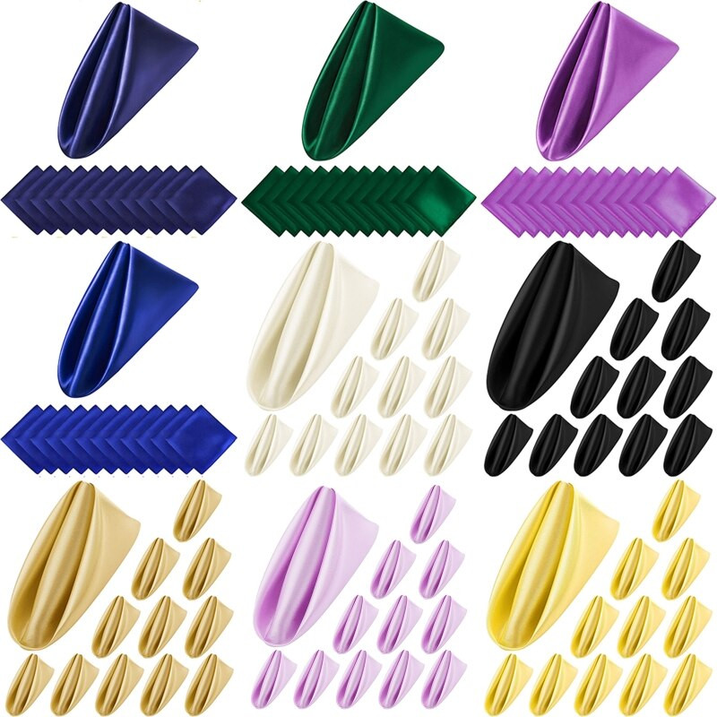 12 bucăți 50 cm șervețele de masă pânză pătrată din țesătură satinată șervețel de buzunar batistă pentru nuntă, ziua de naștere, petrecere acasă, hotel R7UB