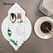 Muwago karácsonyi hóember nyomtatott északi elegáns asztali szalvéták alátétek Mosható, porálló olaj- és foltálló ünnepi dekoráció