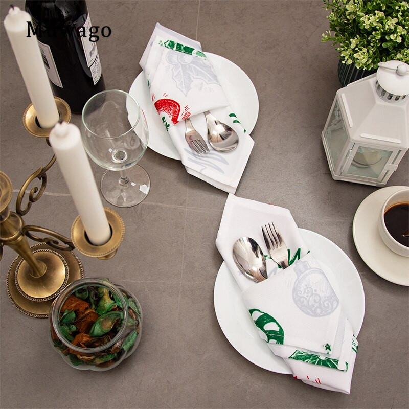 Muwago karácsonyi hóember nyomtatott északi elegáns asztali szalvéták alátétek Mosható, porálló olaj- és foltálló ünnepi dekoráció