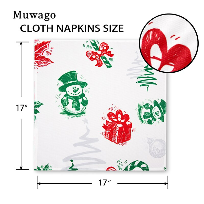 Muwago karácsonyi hóember nyomtatott északi elegáns asztali szalvéták alátétek Mosható, porálló olaj- és foltálló ünnepi dekoráció