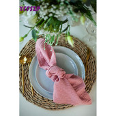 12gab 41x41cm Kāzu galda dekorēšanas salvetes Lauku stila kāzu salvetes Putekļainās rozes dzijas salvetes 2 līmeņu tējas dvieļi kokvilnas veļa