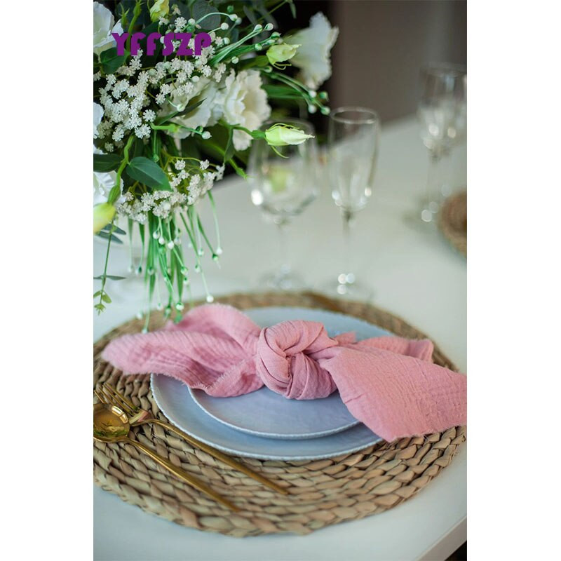 12db 41x41cm Esküvői asztaldísz szalvéták Rusztikus esküvői szalvéták Dusty Rose fonalszalvéták 2 rétegű konyharuhák pamut vászon