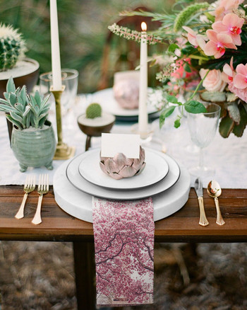 Τραπεζοπετσέτες New York Cherry Blossoms Υφασμάτινο σετ Μαντήλι Γάμου Σουπλά Δείπνο γενεθλίων Χαρτοπετσέτες τσαγιού