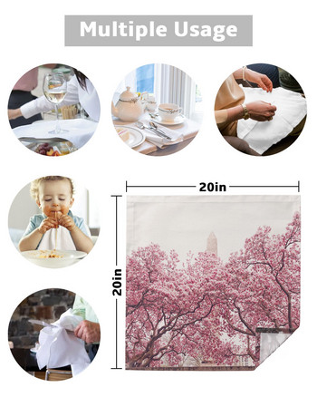 Τραπεζοπετσέτες New York Cherry Blossoms Υφασμάτινο σετ Μαντήλι Γάμου Σουπλά Δείπνο γενεθλίων Χαρτοπετσέτες τσαγιού