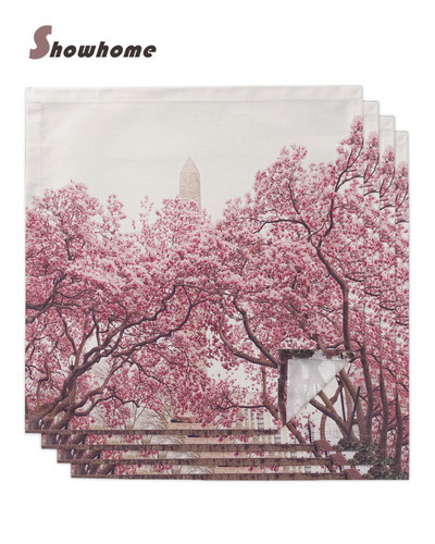 New York Cherry Blossoms lauasalvrätikute riidekomplekt Taskurätik Pulmapidu Platmaat Sünnipäeva bankett Teesalvrätikud