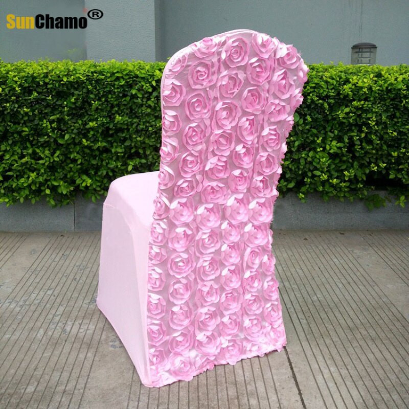 13 szín Esküvői Székhuzat Spandex Rózsa Hímzés Székhuzat Lycra Univerzális Hotel Bankett Party Dekoráció