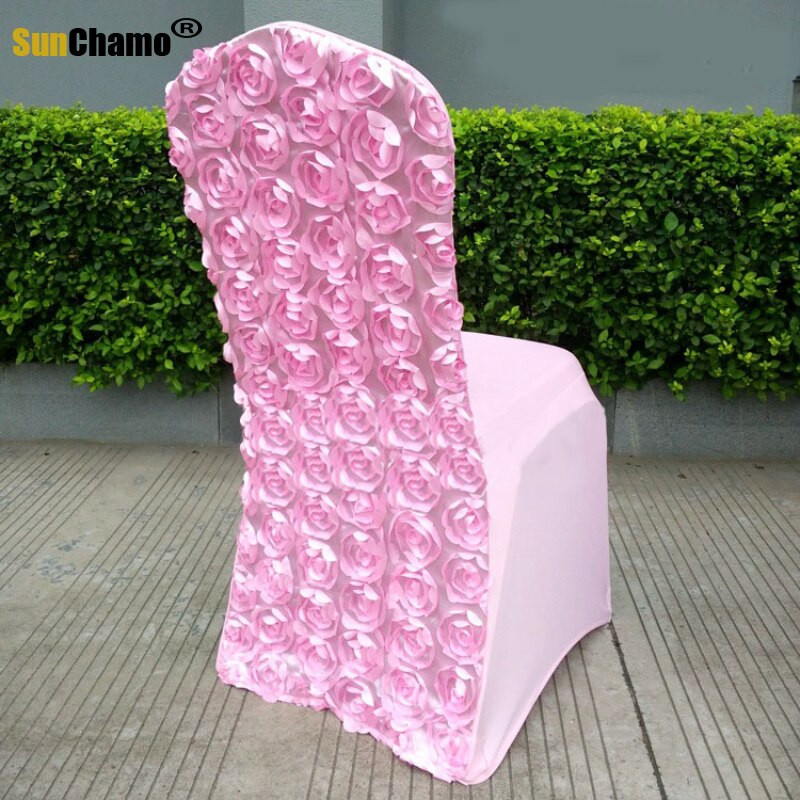 13 szín Esküvői Székhuzat Spandex Rózsa Hímzés Székhuzat Lycra Univerzális Hotel Bankett Party Dekoráció
