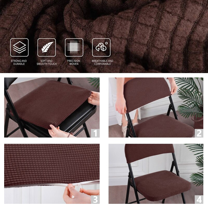 2 žakardo spalvos sulankstomų kėdžių užvalkalų rinkinys Valgomojo kėdės užvalkalas Biuro kompiuterio kėdės sėdynės užvalkalas, elastingas, elastingas
