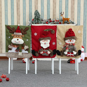 65*50 cm vianočný poťah na stoličku, jedálenské stoličky, kreslené dekorácie, doplnky, 3D Santa Claus, snehuliak, los, dekorácia pre rok 2022