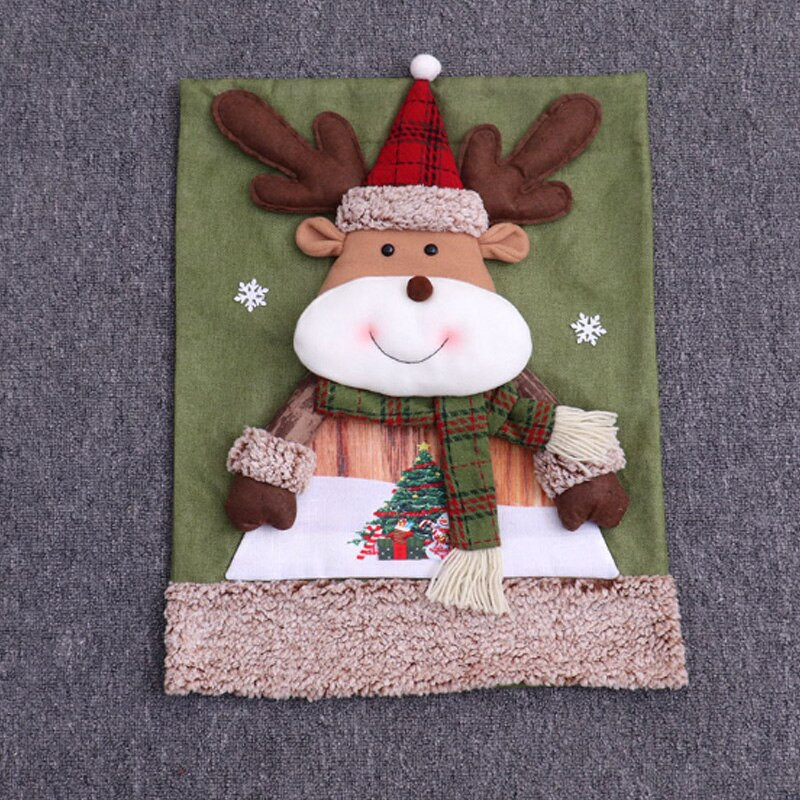 65*50 cm vianočný poťah na stoličku, jedálenské stoličky, kreslené dekorácie, doplnky, 3D Santa Claus, snehuliak, los, dekorácia pre rok 2022