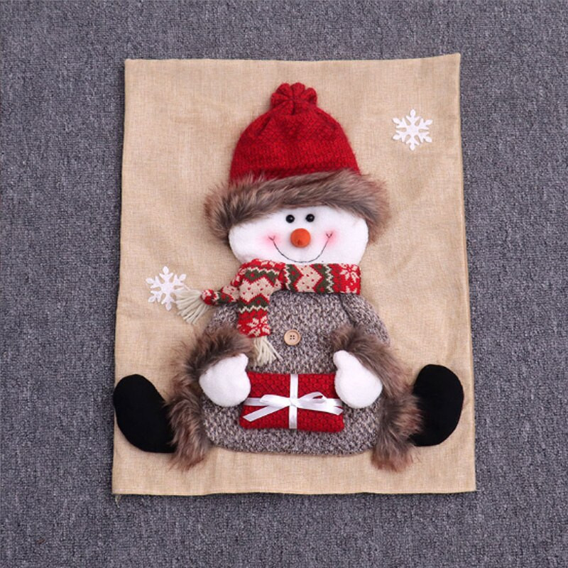 65*50 cm vianočný poťah na stoličku, jedálenské stoličky, kreslené dekorácie, doplnky, 3D Santa Claus, snehuliak, los, dekorácia pre rok 2022