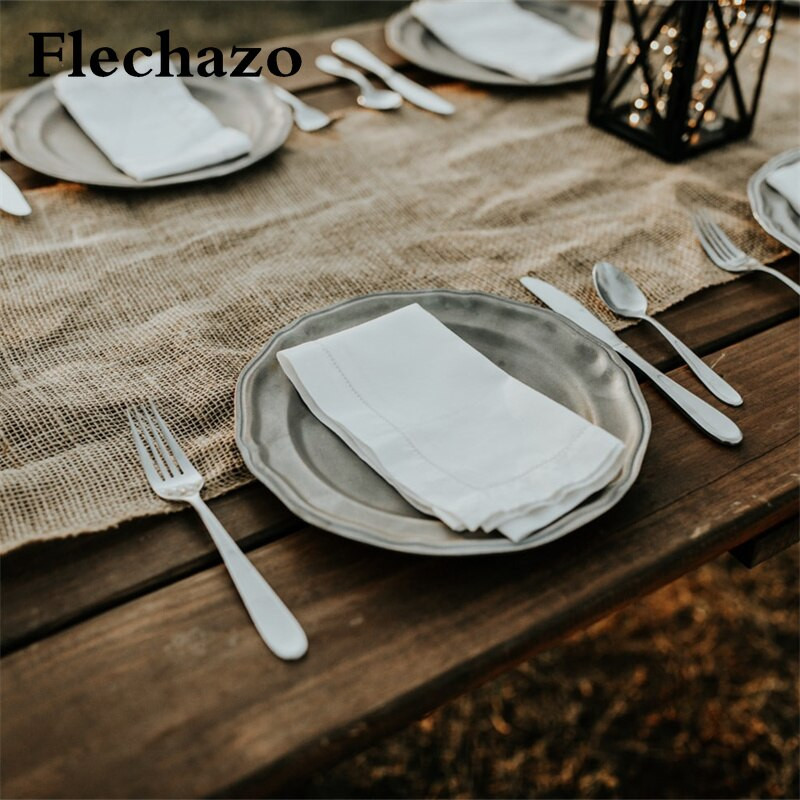 12db Esküvői szalvéta 50*50cm Fehér Tálalás Dekorációs Vidéki kendő Decupage Mark Place Zsebkendő Pamut Lakásdekor Party