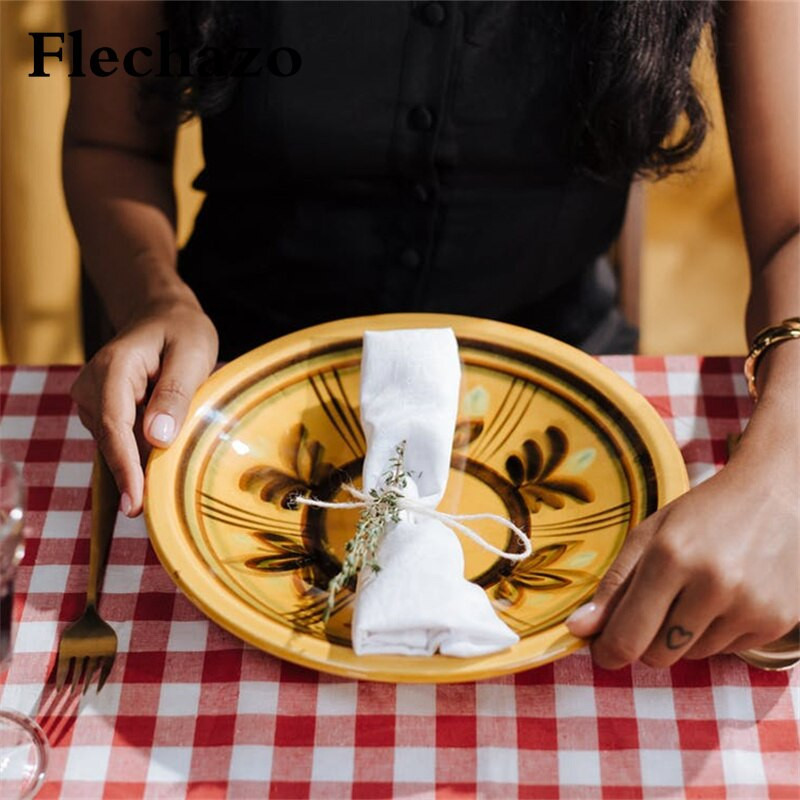 12db Esküvői szalvéta 50*50cm Fehér Tálalás Dekorációs Vidéki kendő Decupage Mark Place Zsebkendő Pamut Lakásdekor Party