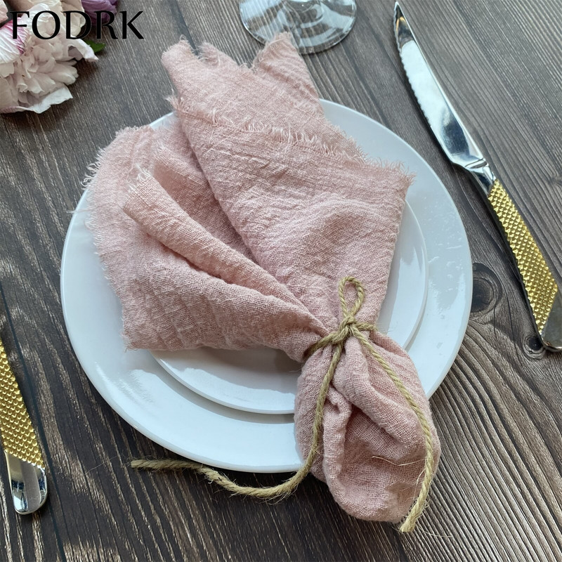 12 vienetų medžiaginės servetėlės 42*42cm kaimo vestuvių dekoravimui gimtadienio vakarėlio staltiesė rožinė serviravimo lininė TABL 100% medvilnė minkšta vakarienė