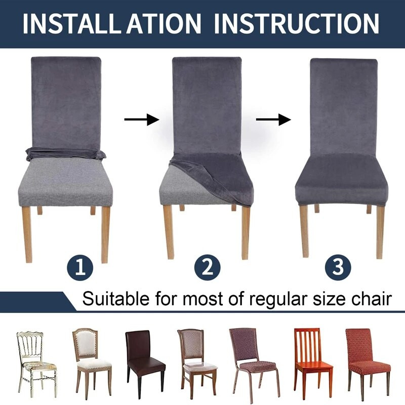 Aksominis blizgus sėdynės apsauginis dėklas Kėdžių užvalkalai viešbučių banketams vestuvėms Universalaus dydžio „Housse De Chaise“, plaunamas, nuimamas