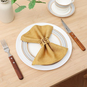 Geltonos lininės medvilnės mišinio vakarienės servetėlės Vakarėlis Vestuvių Viešbučio apdaila Klasikinė rankų darbo kvadratinė servetėlė Staltiesė pagal užsakymą