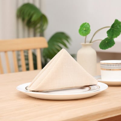 Geltonos lininės medvilnės mišinio vakarienės servetėlės Vakarėlis Vestuvių Viešbučio apdaila Klasikinė rankų darbo kvadratinė servetėlė Staltiesė pagal užsakymą