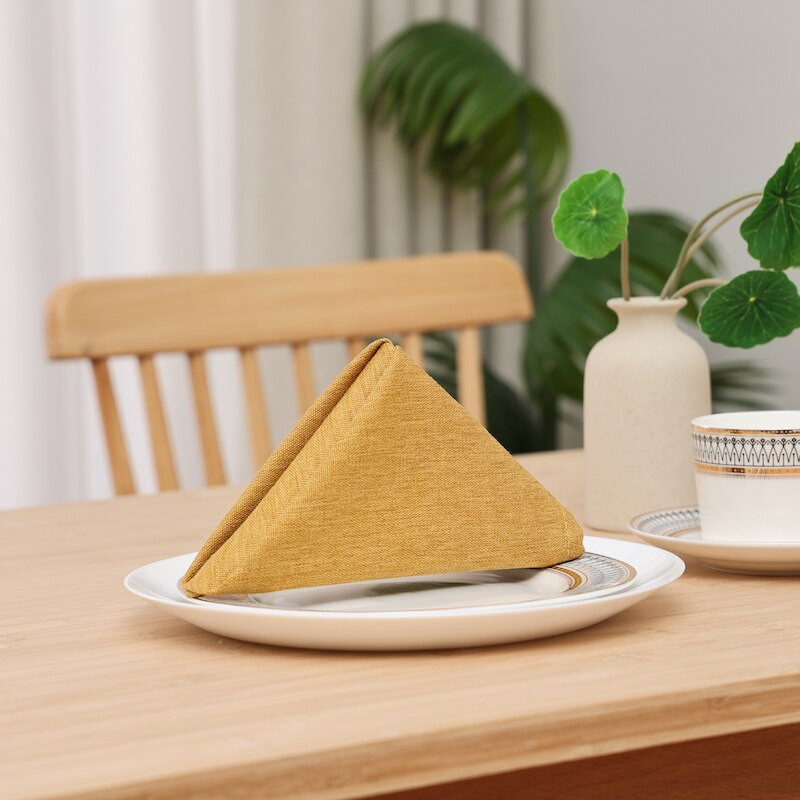 Geltonos lininės medvilnės mišinio vakarienės servetėlės Vakarėlis Vestuvių Viešbučio apdaila Klasikinė rankų darbo kvadratinė servetėlė Staltiesė pagal užsakymą