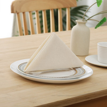 Πλενόμενες λινά χαρτοπετσέτες από βαμβάκι για τραπέζι δείπνου Χονδρική Προσαρμοσμένη Κομψή Απλό Φυσικό Ξύλινο Σχέδιο Διακόσμηση Γάμου Προσαρμοσμένη