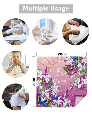 4/6/8 τεμ. χαρτοπετσέτες κουζίνας Flower Butterfly Lily Gradient πετσέτες τραπεζιού Χαρτοπετσέτες δείπνου για διακόσμηση δεξίωσης γάμου