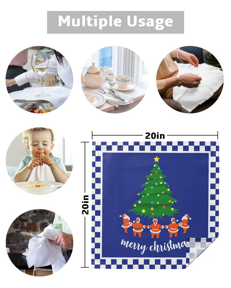4/6/8 ks kuchynské obrúsky s vianočným stromčekom Santa Claus kockované stolové obrúsky večerné obrúsky na svadobnú hostinu párty dekoráciu