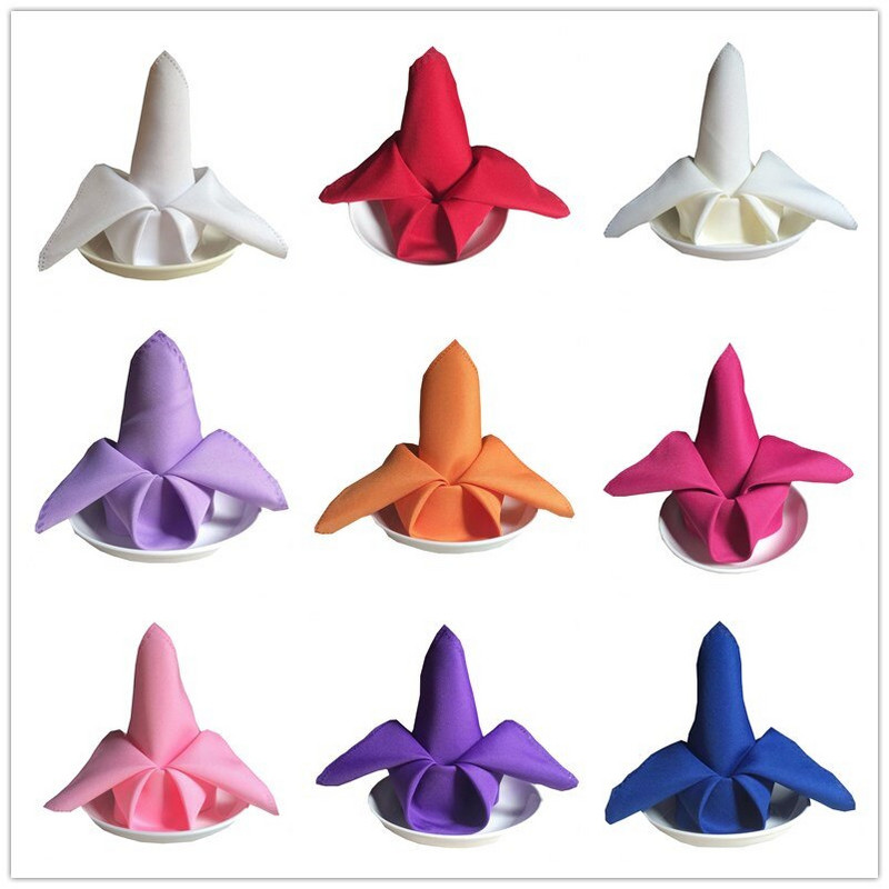 10 vnt 48 x 48 cm paprastos poliesterio stalo servetėlės Medžiaginės vakarienės nosinės Kilimėliai viešbučių vestuvinėms servetėlėms