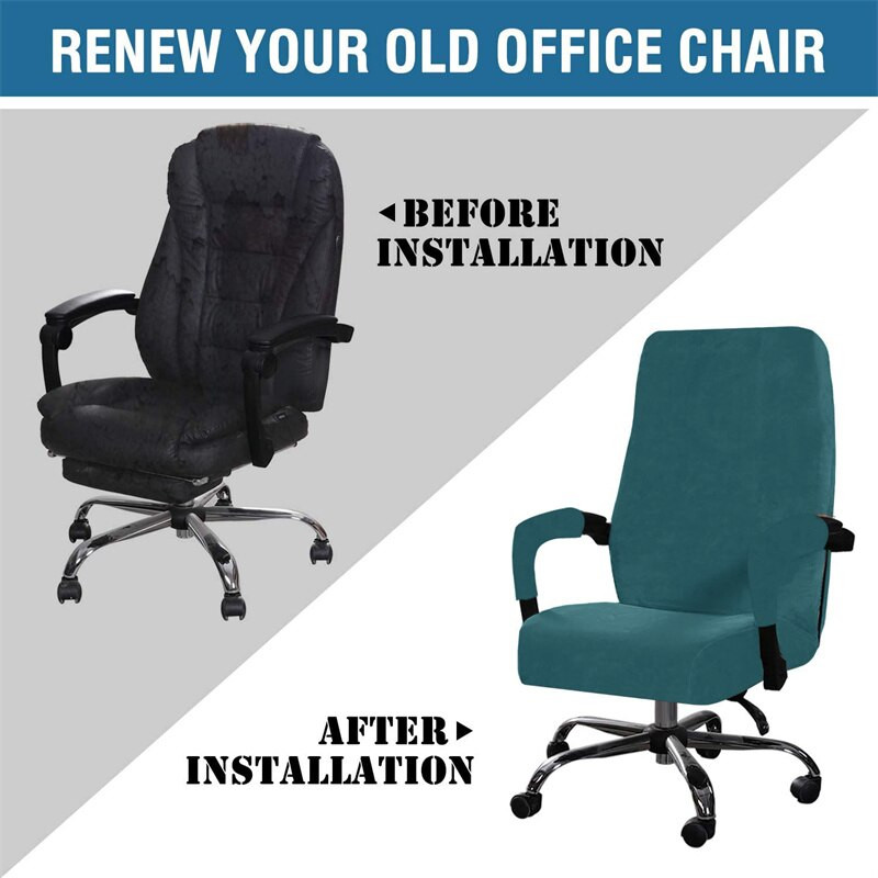 Minkštas aksominis biuro fotelio užvalkalas, tamprus, patogus kompiuterio kėdės užvalkalas, pastorintas vienspalvis kėdės dėklas, skirtas darbo kambario dekoravimui