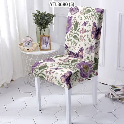 Huse universale pentru scaune cu spătar înalt extensibile din spandex cu spătar Animale Fluture Albină Libelulă Protector pentru scaune