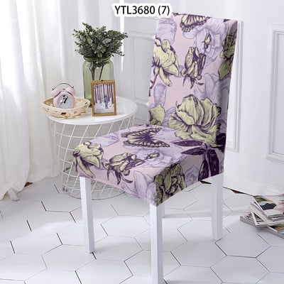 Huse universale pentru scaune cu spătar înalt extensibile din spandex cu spătar Animale Fluture Albină Libelulă Protector pentru scaune