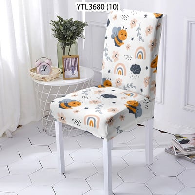 Huse universale pentru scaune cu spătar înalt extensibile din spandex cu spătar Animale Fluture Albină Libelulă Protector pentru scaune