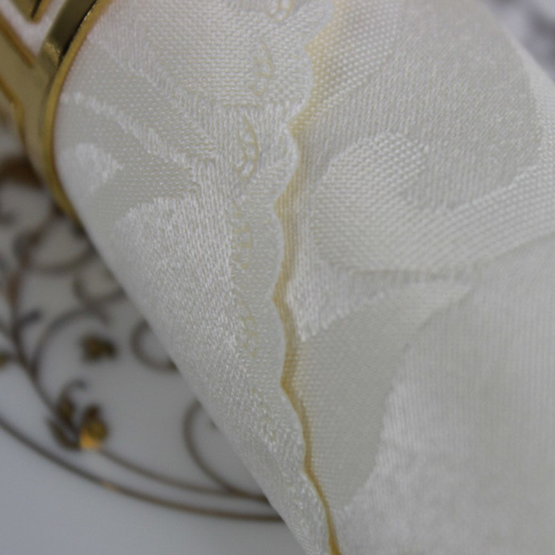 Balta žakardo auksinė servetėlė, 50 dalių rinkinys, vestuvių dekoravimo servetėlė, restoranas, viešbutis, banketas, sulankstomas audinys, speciali kaina