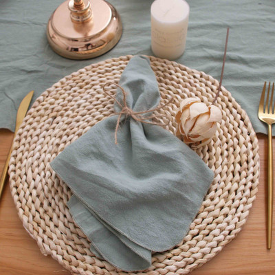 NP015D Mosható egyedi készítésű karácsonyi középső 10 db/tétel esküvői 40cm*40cm zsálya zöld fehér 100% pamut puha asztali szalvéta