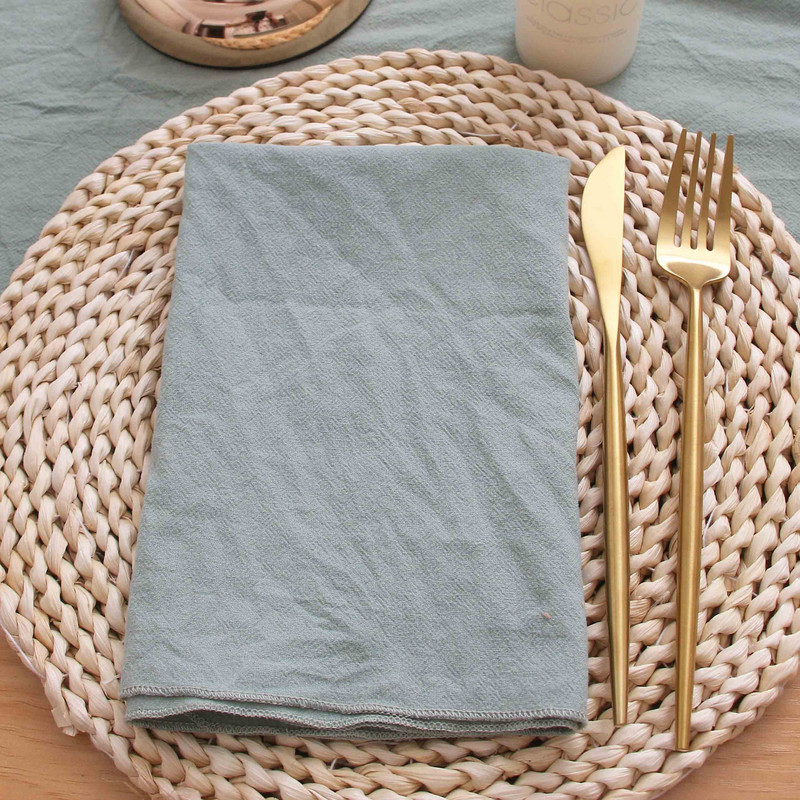 NP015D Mosható egyedi készítésű karácsonyi középső 10 db/tétel esküvői 40cm*40cm zsálya zöld fehér 100% pamut puha asztali szalvéta