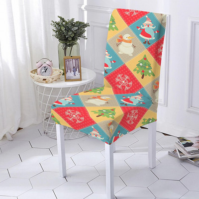 Husă pentru scaun cu imprimeu de Crăciun, model de desene animate, pentru scaun de mese, pentru petrecere de banchet Husă pentru scaun elastică din poliester, dimensiuni multiple