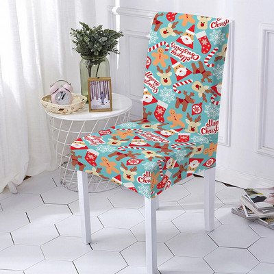 Husă pentru scaun cu imprimeu de Crăciun, model de desene animate, pentru scaun de mese, pentru petrecere de banchet Husă pentru scaun elastică din poliester, dimensiuni multiple
