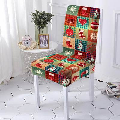 Husă pentru scaun cu imprimeu de Crăciun, model de desene animate, pentru scaun de mese, pentru petrecere de banchet Husă pentru scaun elastică din poliester, dimensiuni multiple