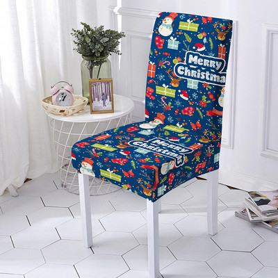 Husă pentru scaun cu imprimeu de Crăciun, model de desene animate, pentru scaun de mese, pentru petrecere de banchet Husă pentru scaun elastică din poliester, dimensiuni multiple
