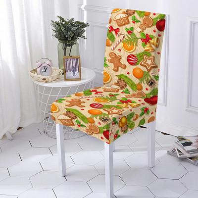 Husă pentru scaun cu imprimeu de Crăciun, model de desene animate, pentru scaun de mese, pentru petrecere de banchet Husă pentru scaun elastică din poliester, dimensiuni multiple