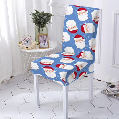 Husă pentru scaun cu imprimeu de Crăciun, model de desene animate, pentru scaun de mese, pentru petrecere de banchet Husă pentru scaun elastică din poliester, dimensiuni multiple