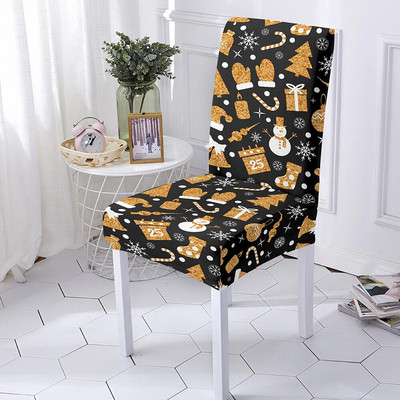 Husă pentru scaun cu imprimeu de Crăciun, model de desene animate, pentru scaun de mese, pentru petrecere de banchet Husă pentru scaun elastică din poliester, dimensiuni multiple