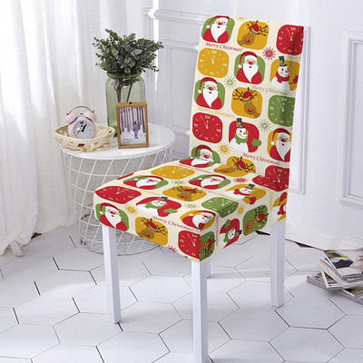 Husă pentru scaun cu imprimeu de Crăciun, model de desene animate, pentru scaun de mese, pentru petrecere de banchet Husă pentru scaun elastică din poliester, dimensiuni multiple