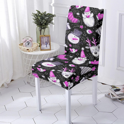 Husă pentru scaun cu imprimeu de Crăciun, model de desene animate, pentru scaun de mese, pentru petrecere de banchet Husă pentru scaun elastică din poliester, dimensiuni multiple