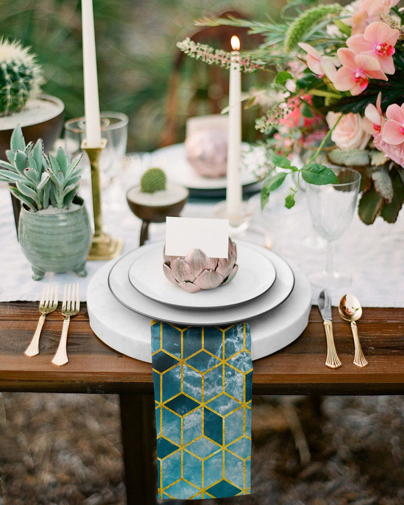 Cub degradat verde marmură 4/6/8 buc șervețel de pânză decor de masă prosop de cină pentru farfurii de bucătărie covoraș de decorare de petrecere de nuntă