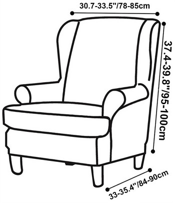1 комплект кадифени калъфи за столове Wing с калъфка за възглавници на седалката Разтегателна калъфка за фотьойл Wingback Еластичен калъф за диван Мебелен протектор
